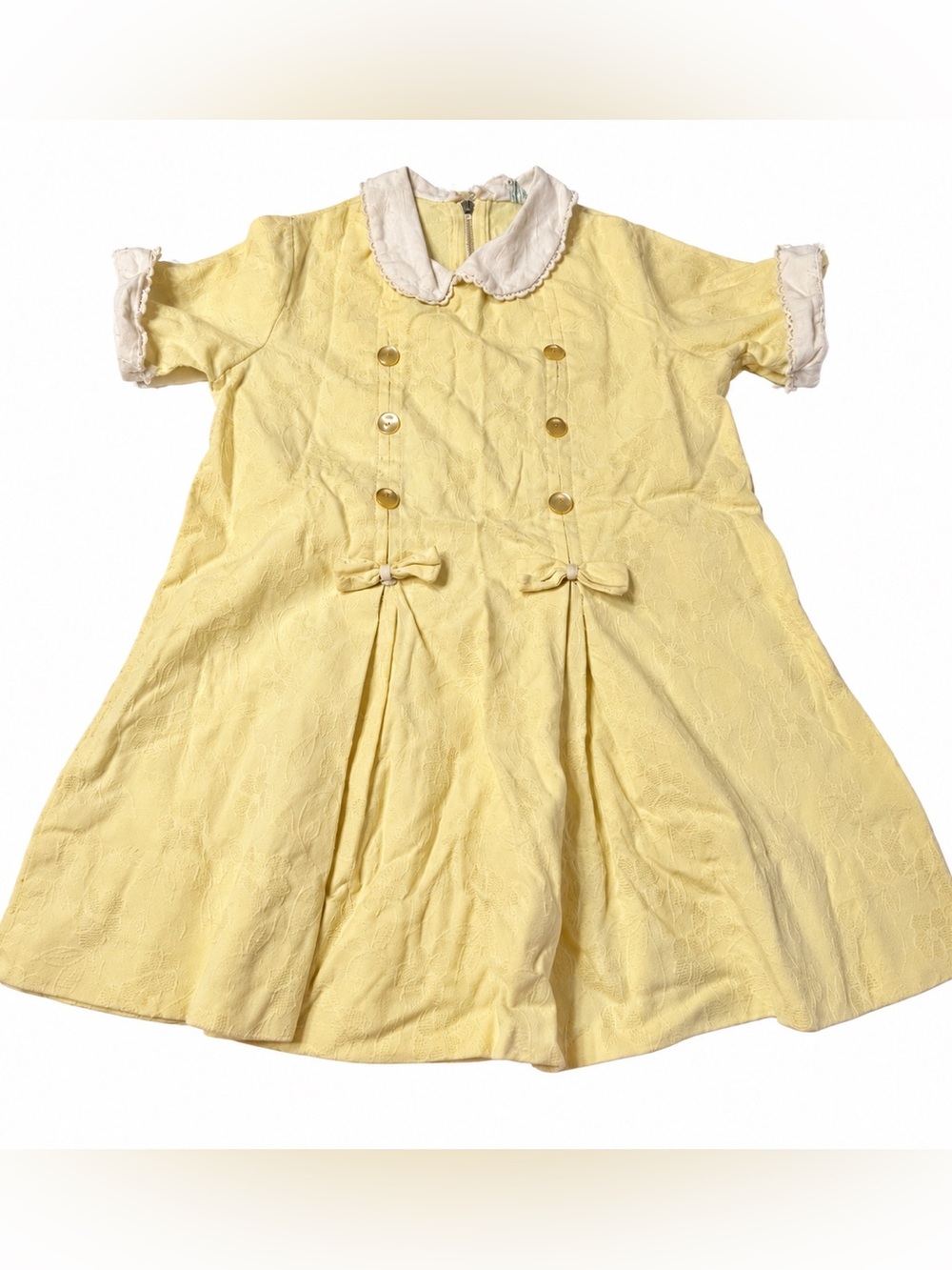 Vintage Little Miss Pinafore Montgomery Ward Yellow Floral Girls Dress